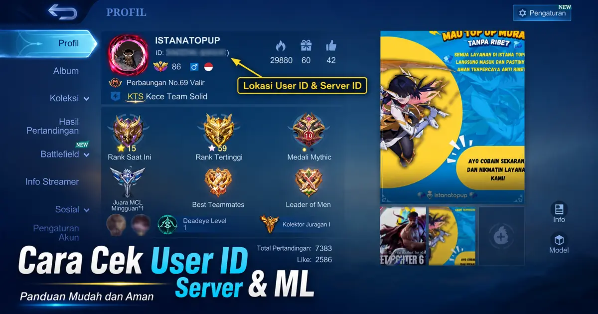Cara Melihat ID Mobile Legends dan Server ID ML dengan Benar